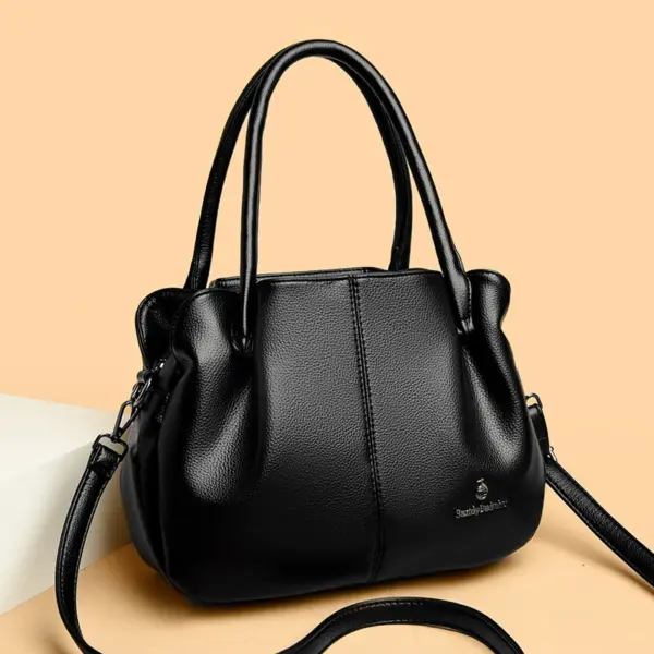 Soft leather elegant fashion shoulder tote bag - Image 9