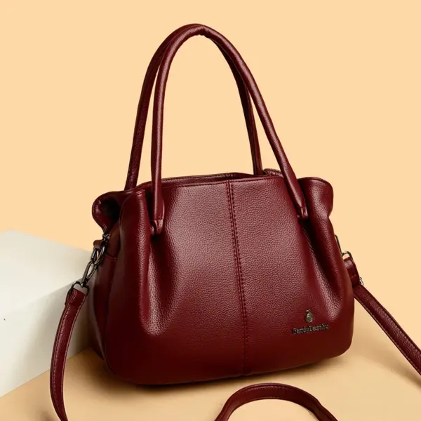 Soft leather elegant fashion shoulder tote bag - Image 10