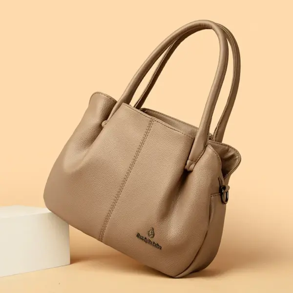 Soft leather elegant fashion shoulder tote bag - Image 12