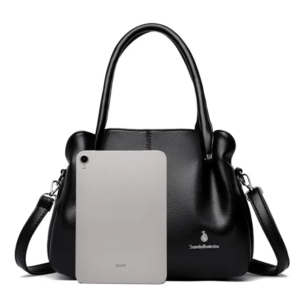 Soft leather elegant fashion shoulder tote bag - Image 2