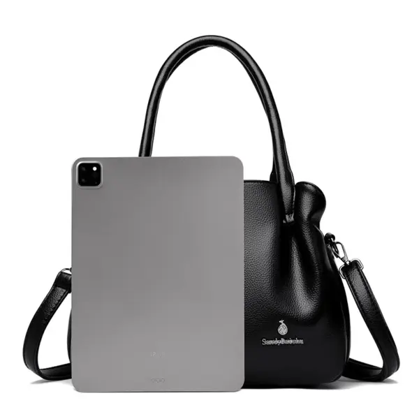 Soft leather elegant fashion shoulder tote bag - Image 3