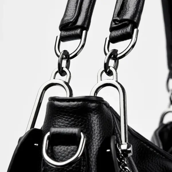 Splicing design soft leather shoulder tote bag - Image 9