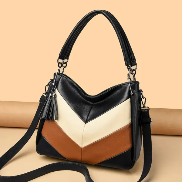 Splicing design soft leather shoulder tote bag - Image 15