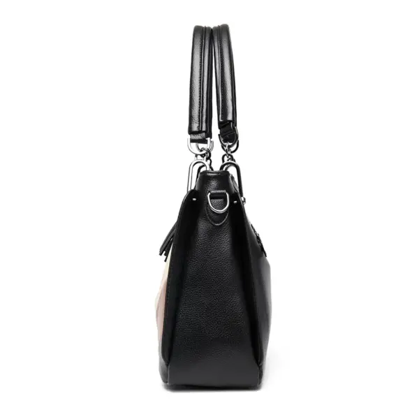 Splicing design soft leather shoulder tote bag - Image 6