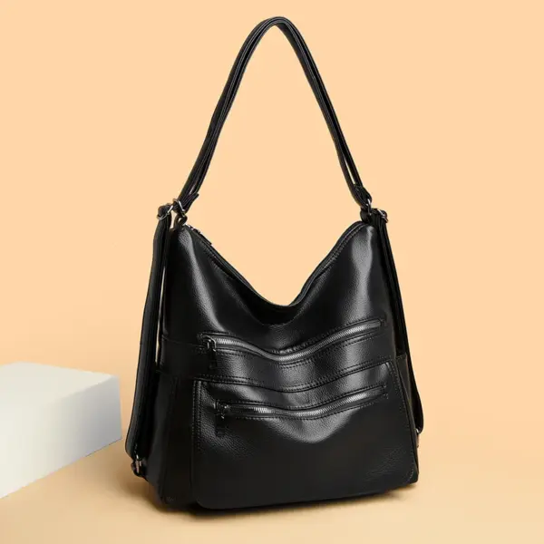 Triple usage vintage soft leather handbag - Image 9