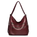 Triple usage vintage soft leather handbag