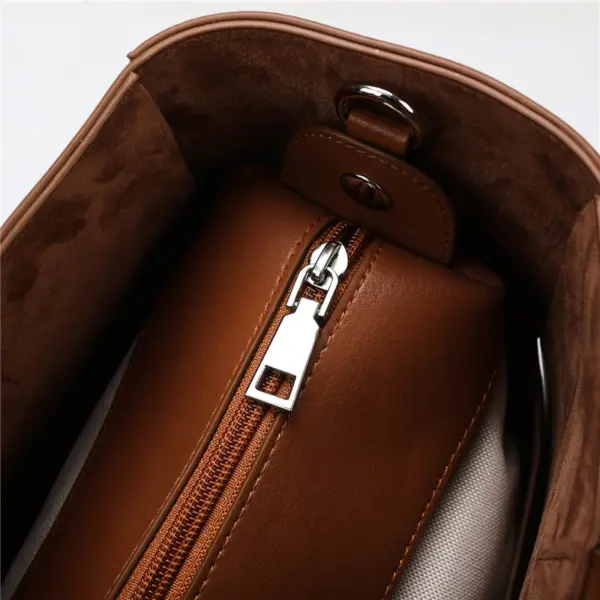 Vintage Woven Grid Large Capacity Leather Tote Bag - Image 8