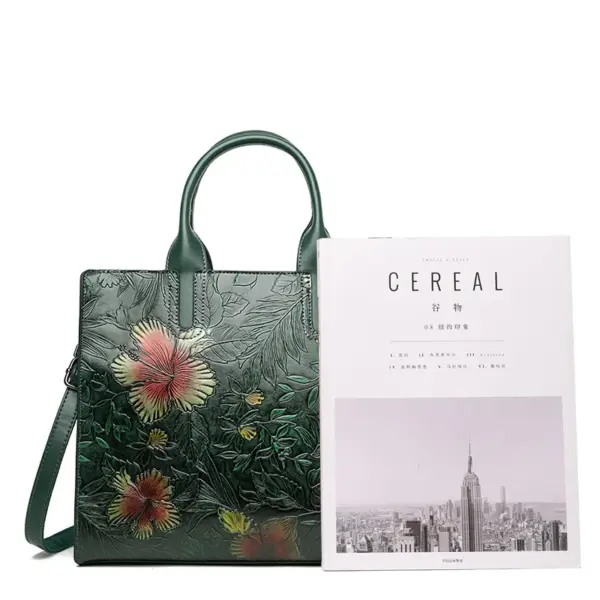 Vintage print design large capacity women handbag - Image 2