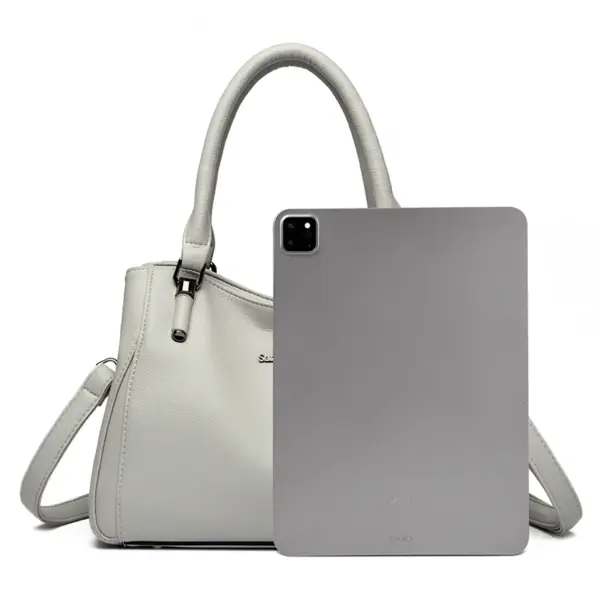 Women soft vegan leather shoulder tote bag - Image 4