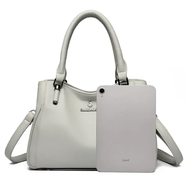 Women soft vegan leather shoulder tote bag - Image 5