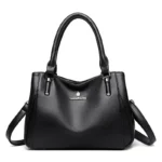 Women soft vegan leather shoulder tote bag