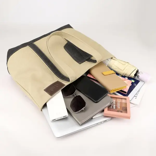 Canvas large capacity vintage shoulder tote bag - Image 5