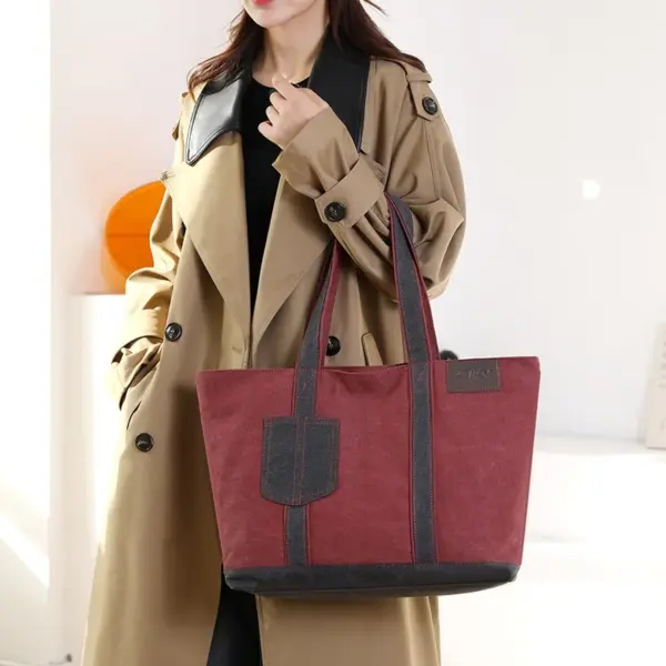 Canvas large capacity vintage shoulder tote bag - Image 12