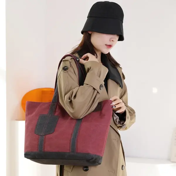 Canvas large capacity vintage shoulder tote bag - Image 13