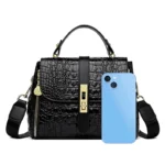 Croc embossed satchel designer handbag - Image 16