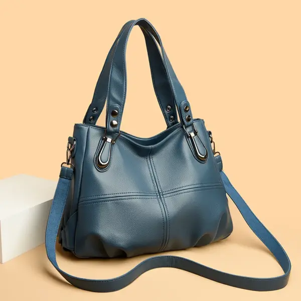 Elegant large capacity soft leather shoulder tote bag - Image 14