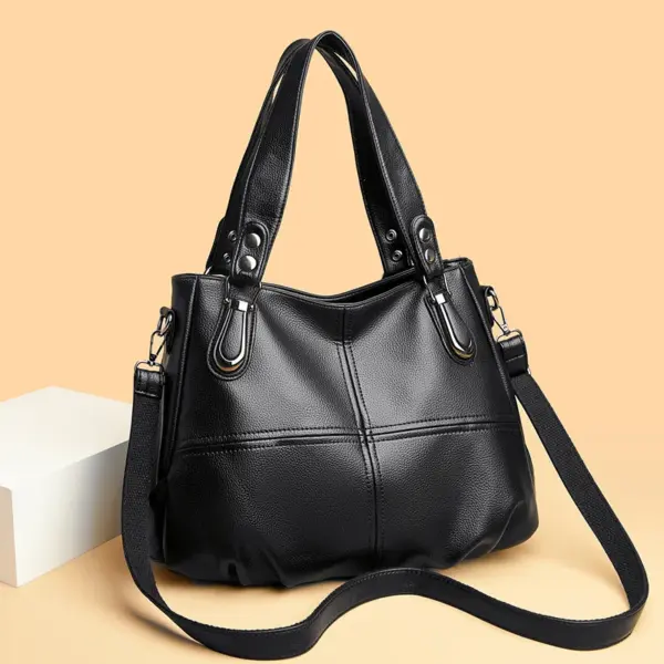 Elegant large capacity soft leather shoulder tote bag - Image 15