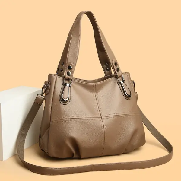 Elegant large capacity soft leather shoulder tote bag - Image 16