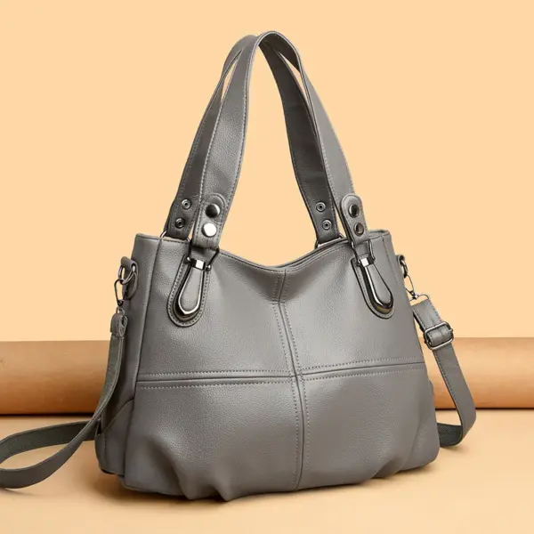 Elegant large capacity soft leather shoulder tote bag - Image 17