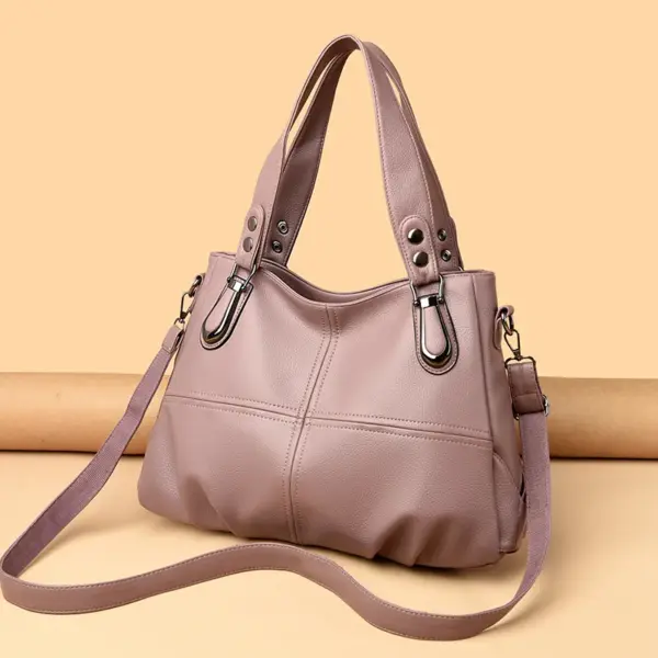 Elegant large capacity soft leather shoulder tote bag - Image 18