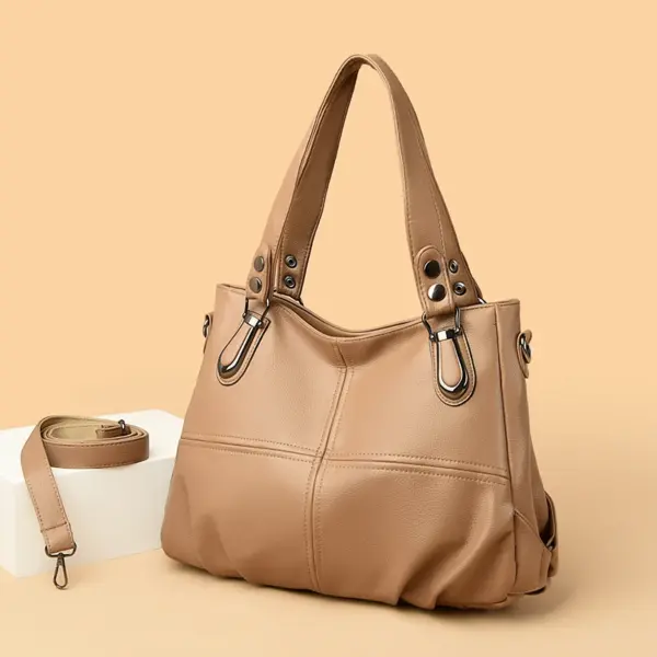 Elegant large capacity soft leather shoulder tote bag - Image 19