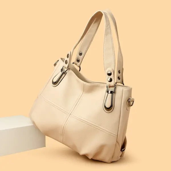 Elegant large capacity soft leather shoulder tote bag - Image 20