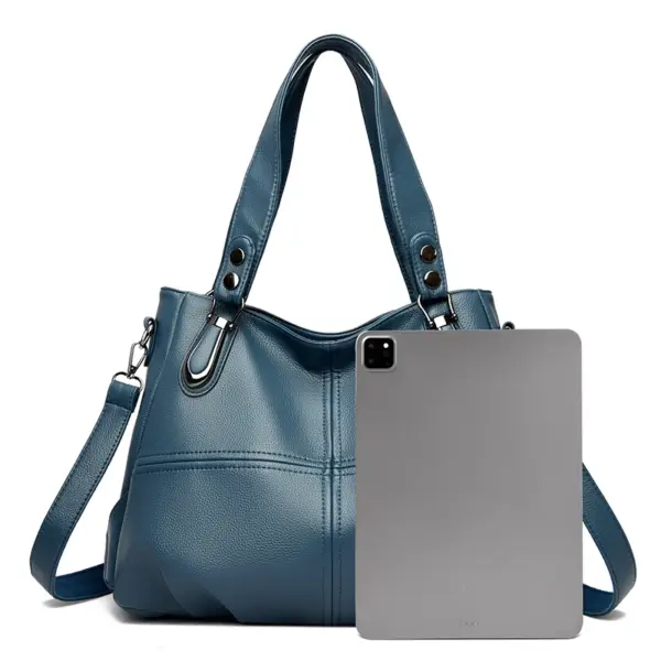 Elegant large capacity soft leather shoulder tote bag - Image 4