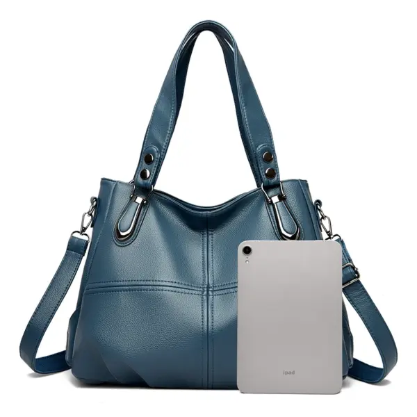 Elegant large capacity soft leather shoulder tote bag - Image 5