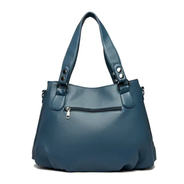 Elegant large capacity soft leather shoulder tote bag - Image 7