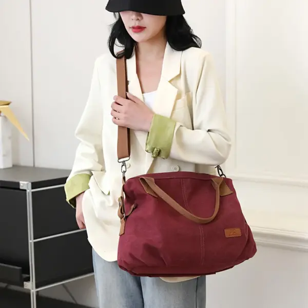 Large capacity canvas shoulder tote bag - Image 13