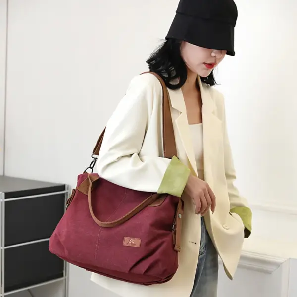 Large capacity canvas shoulder tote bag - Image 14