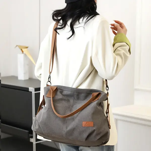 Large capacity canvas shoulder tote bag - Image 15