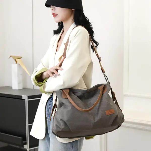 Large capacity canvas shoulder tote bag - Image 16