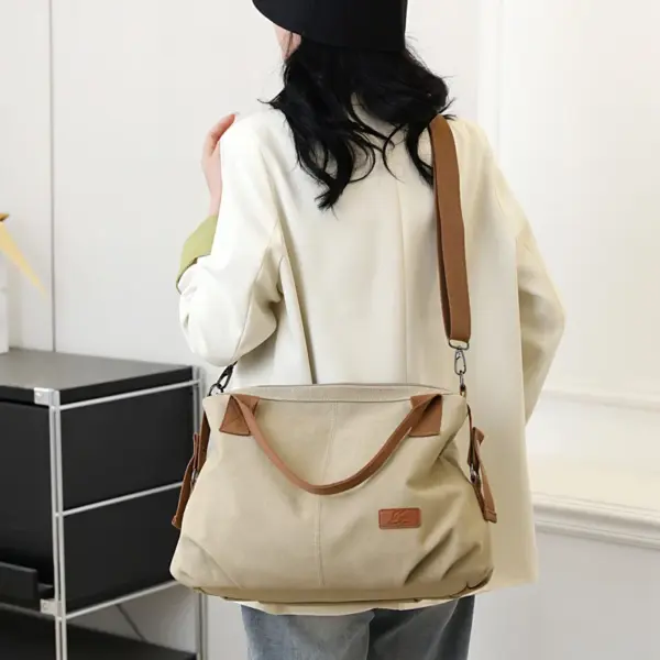 Large capacity canvas shoulder tote bag - Image 18