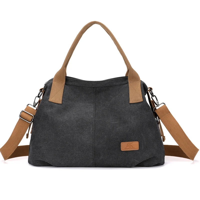 Large capacity canvas shoulder tote bag