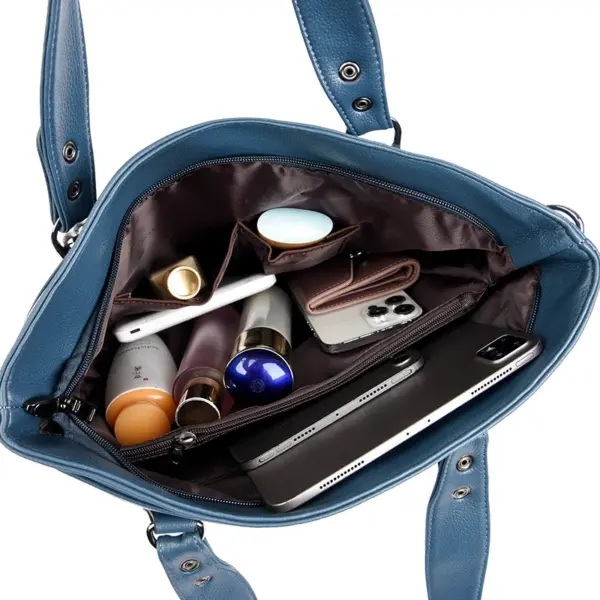 Large capacity soft leather women shoulder tote bag - Image 2