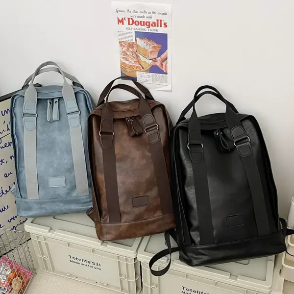 Large capacity vintage style leather backpack - Image 2