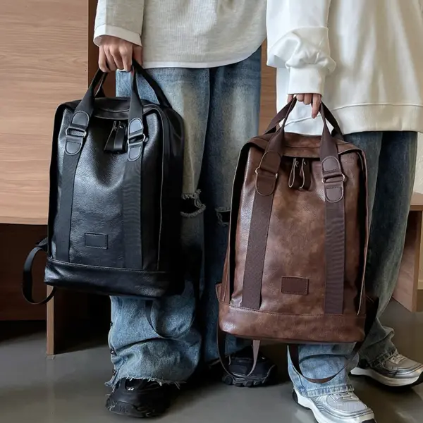 Large capacity vintage style leather backpack - Image 10