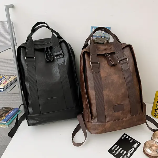 Large capacity vintage style leather backpack - Image 4