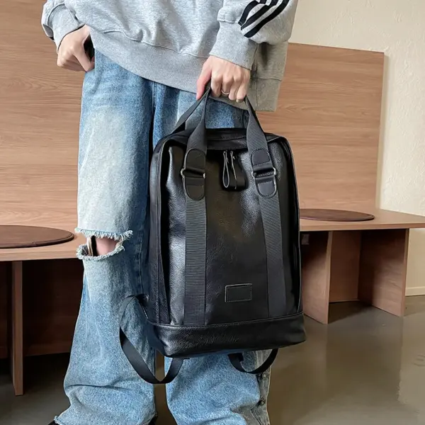 Large capacity vintage style leather backpack - Image 12