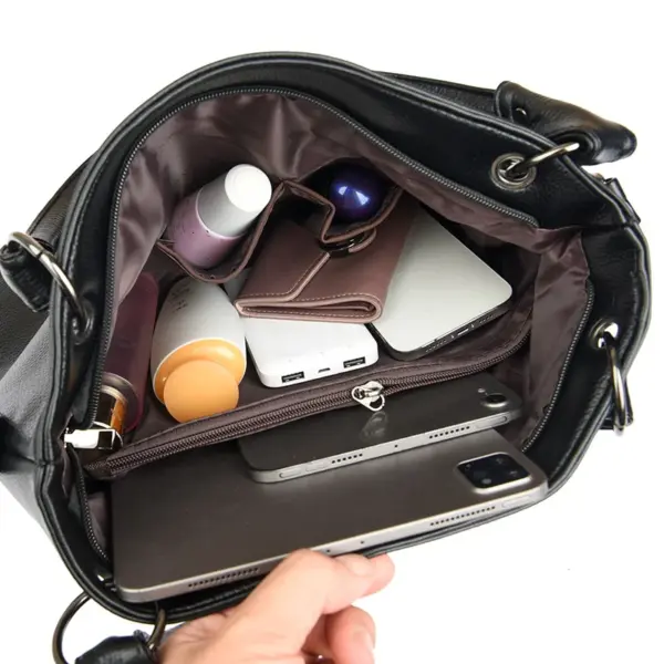 Soft leather elegant vegan leather tote bag - Image 13