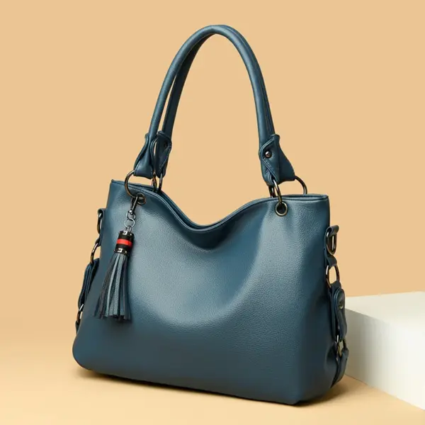 Soft leather elegant vegan leather tote bag - Image 6