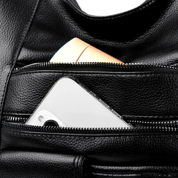 Triple usage soft leather shoulder tote bag - Image 9