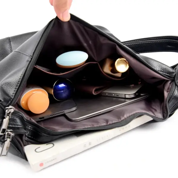 Triple usage soft leather shoulder tote bag - Image 3