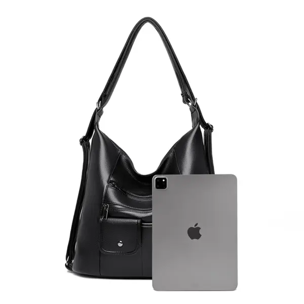 Triple usage soft leather shoulder tote bag - Image 5
