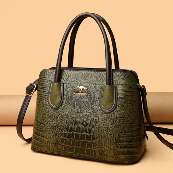 Vintage style croc embossed women tote bag - Image 11