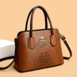 Vintage style croc embossed women tote bag - Image 12