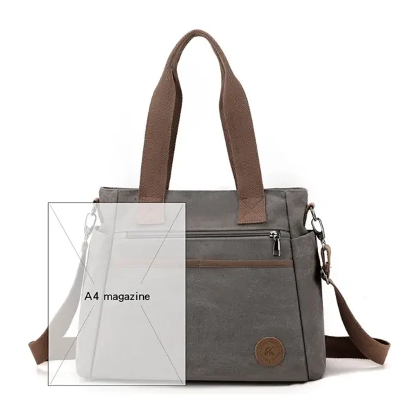 Women canvas high quality vintage shoulder tote bag - Image 2