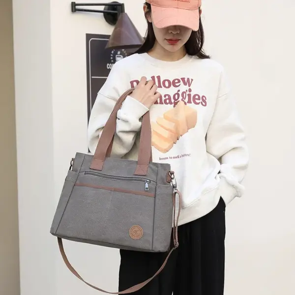 Women canvas high quality vintage shoulder tote bag - Image 14