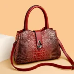 Croc embossed pattern elegant tote handbag - Image 10